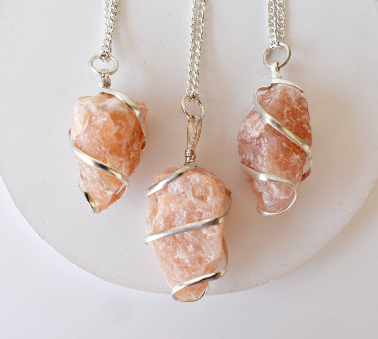 Sunstone Raw Gemstone Pendant, Wire Wrapped Crystal Stone Pendant  DestGlow