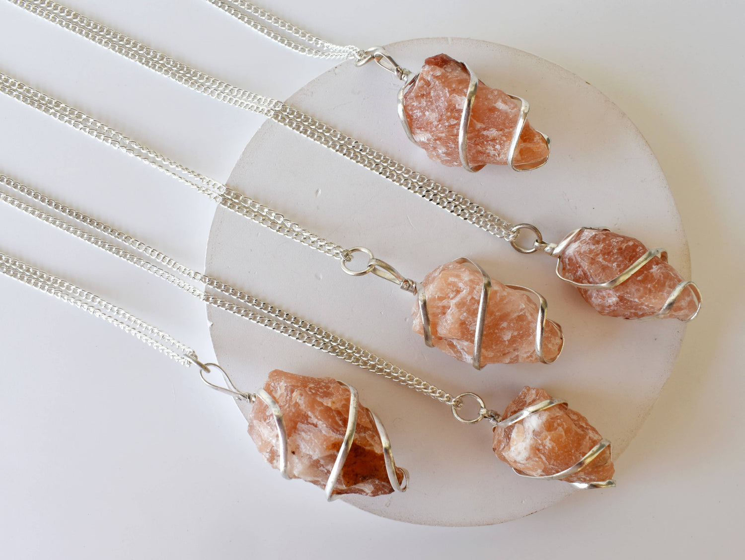 Sunstone Raw Gemstone Pendant, Wire Wrapped Crystal Stone Pendant  DestGlow