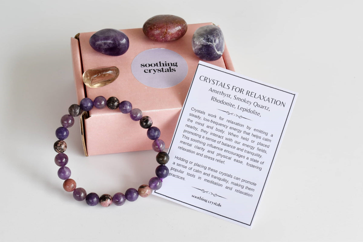 Brings RELAXATION Crystal Kit, Gemstone Tumble Kit, Relaxation Crystal Gift Set  DestGlow