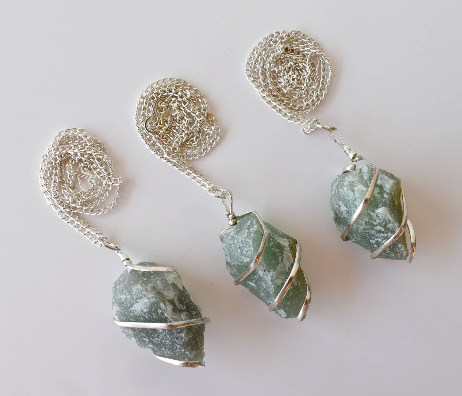 Green Aventurine Raw Gemstone Pendant, Wire Wrapped Crystal Stone Pendant  DestGlow