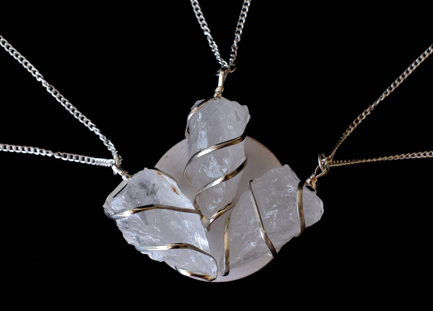 Crystal Quartz Raw Gemstone Pendant, Wire Wrapped Crystal Stone Pendant  DestGlow