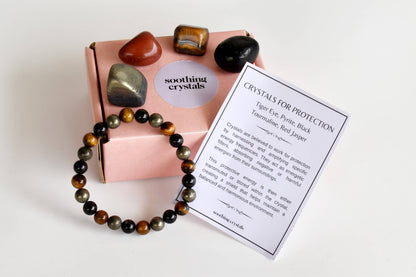 PROTECTION Crystal Kit, Gemstone Tumble Kit, Protection Crystal Gift Set  DestGlow