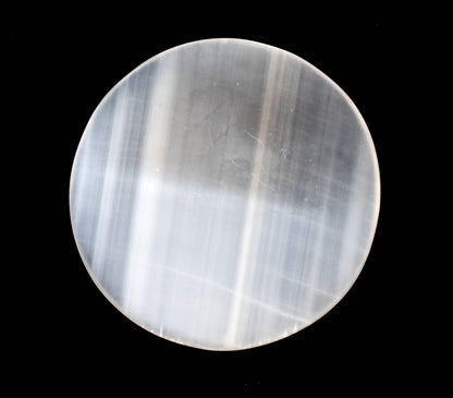 3 inches Selenite Plate, White Round Plain Selenite Charging Plate  DestGlow