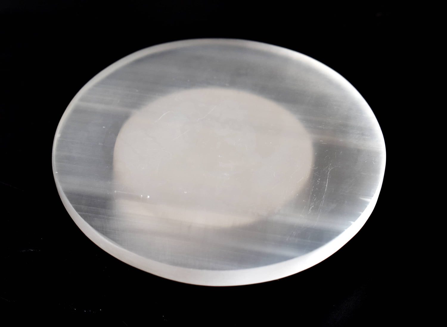 3 inches Selenite Plate, White Round Plain Selenite Charging Plate  DestGlow