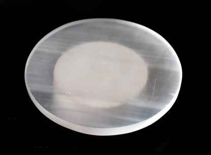 3 inches Selenite Plate, White Round Plain Selenite Charging Plate  DestGlow