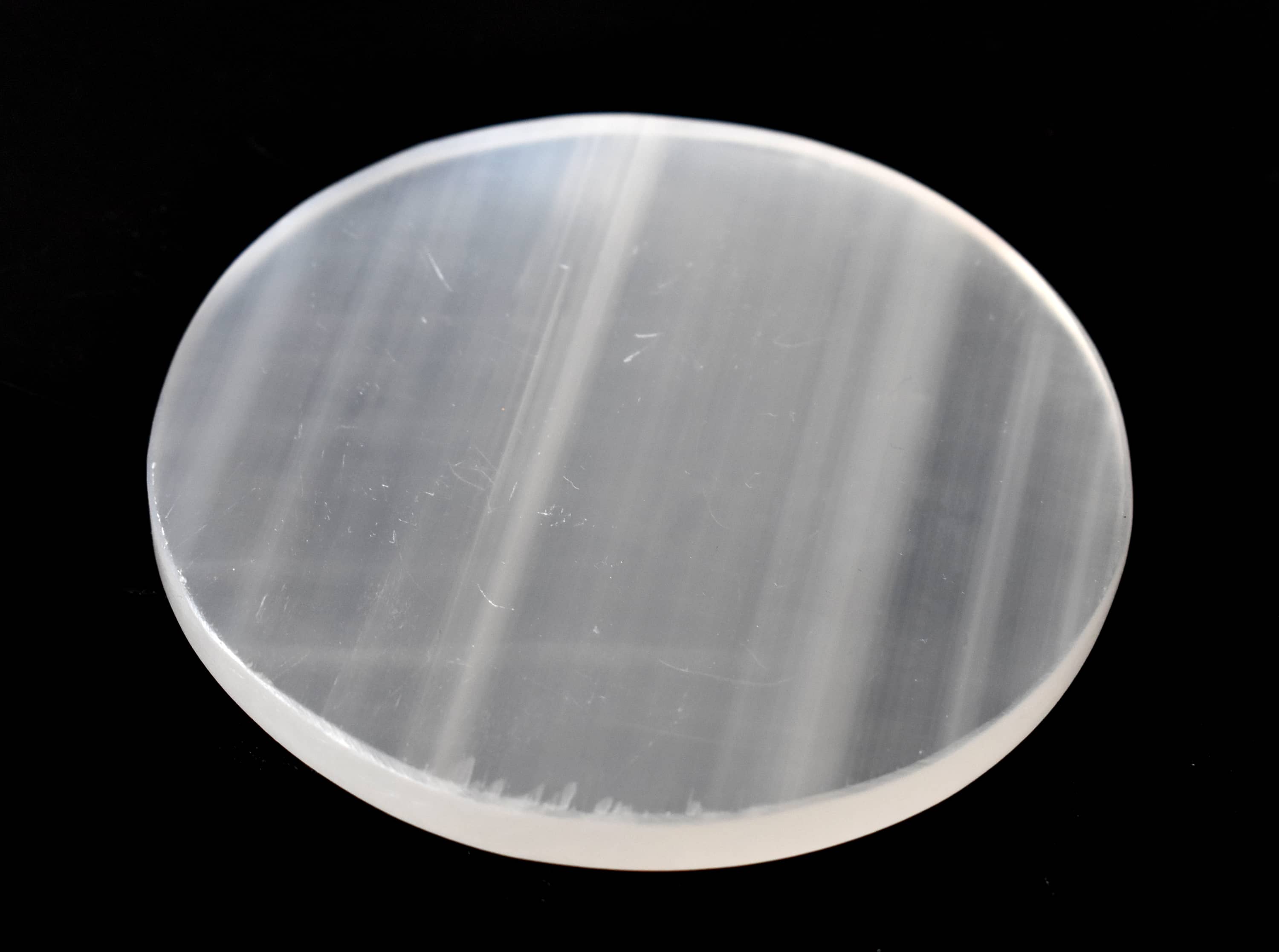 3 inches Selenite Plate, White Round Plain Selenite Charging Plate  DestGlow