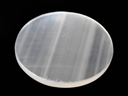 3 inches Selenite Plate, White Round Plain Selenite Charging Plate  DestGlow