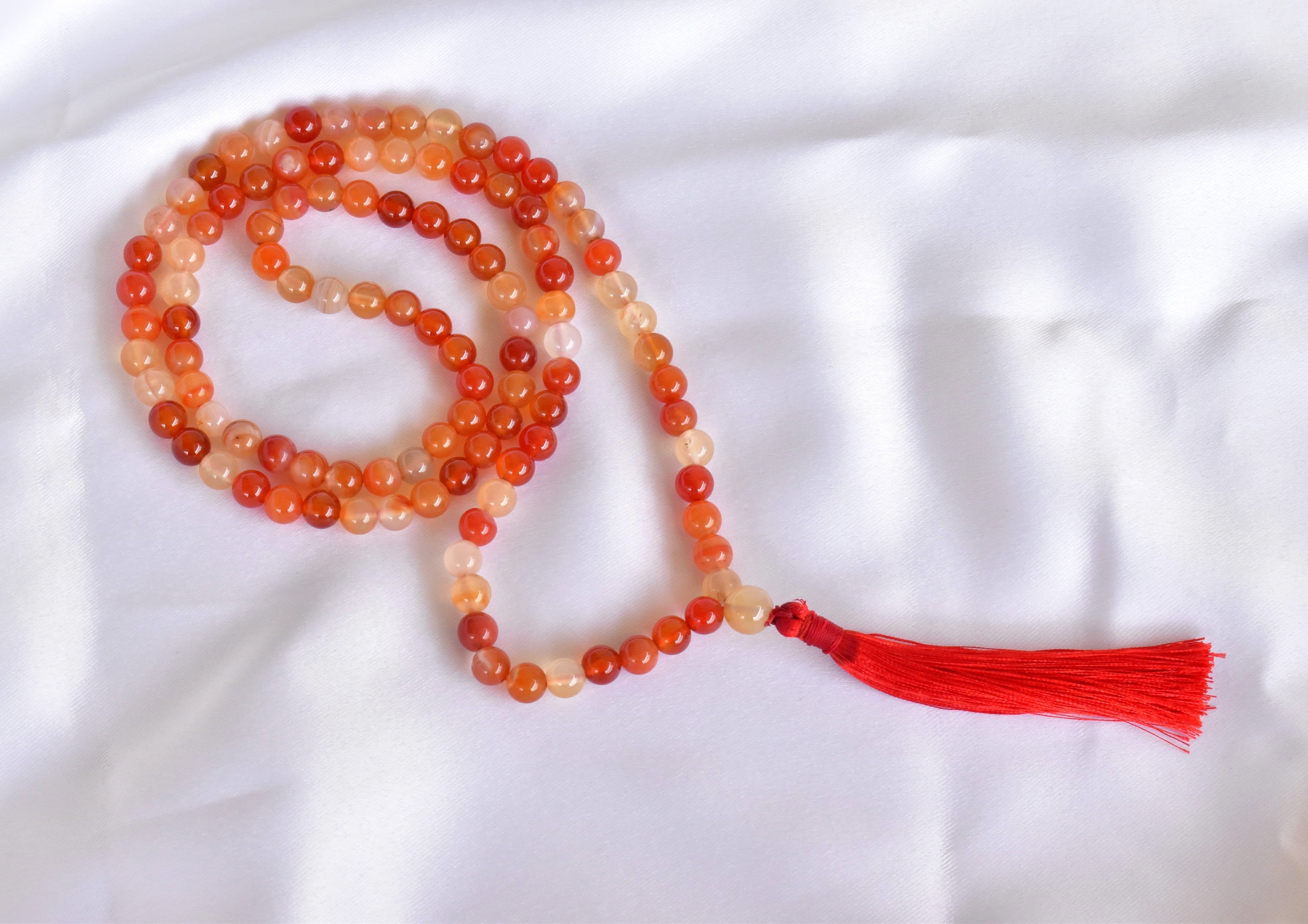 Carnelian Gemstone Mala, 108 Prayer Bead Mala.  DestGlow
