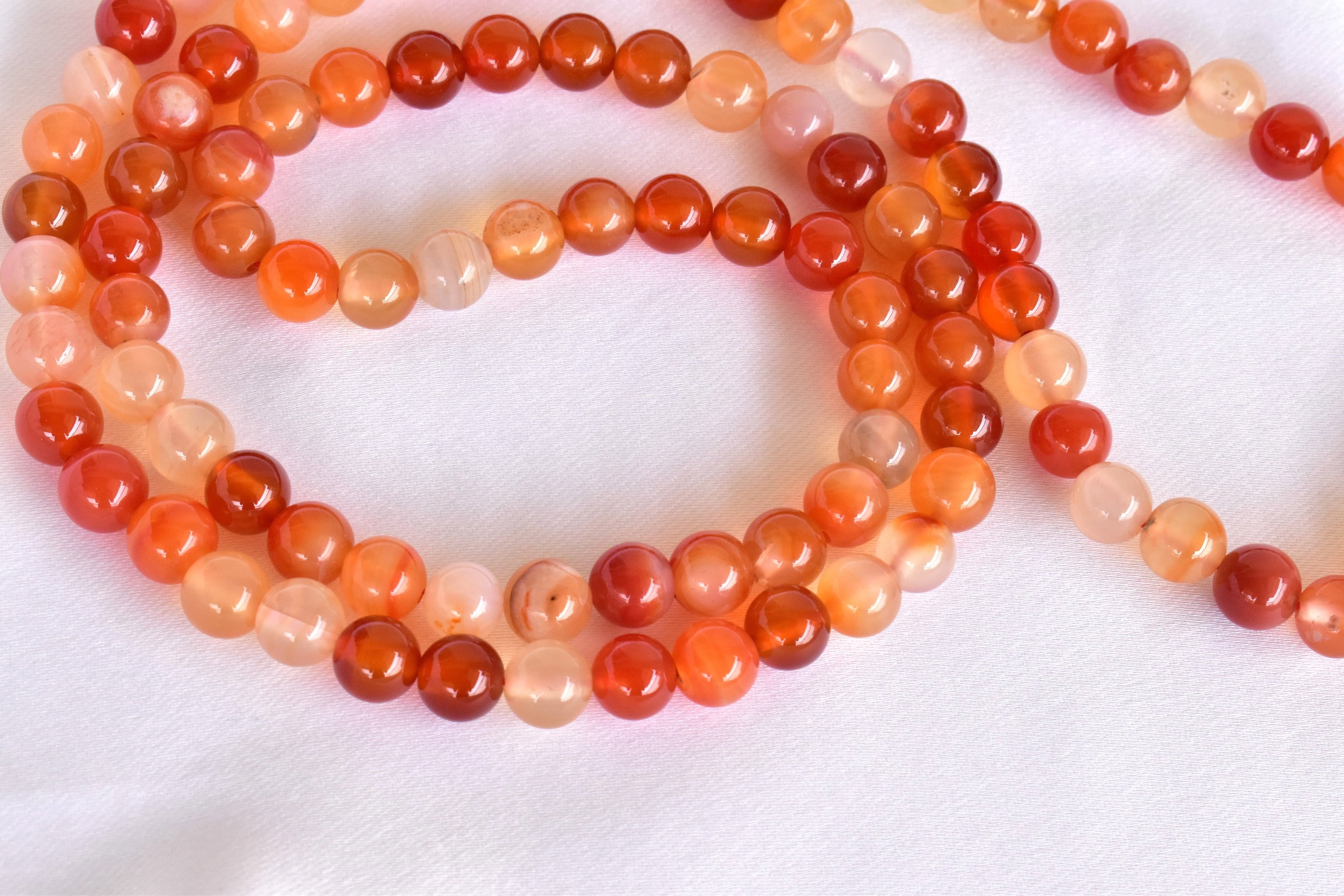 Carnelian Gemstone Mala, 108 Prayer Bead Mala.  DestGlow