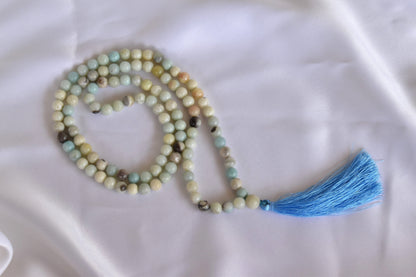 Multi Amazonite Gemstone Mala, 108 Prayer Bead Mala.  DestGlow