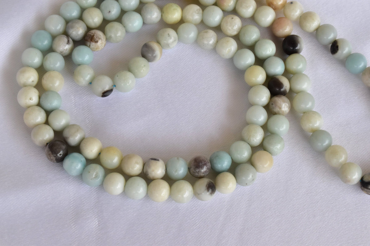Multi Amazonite Gemstone Mala, 108 Prayer Bead Mala.  DestGlow