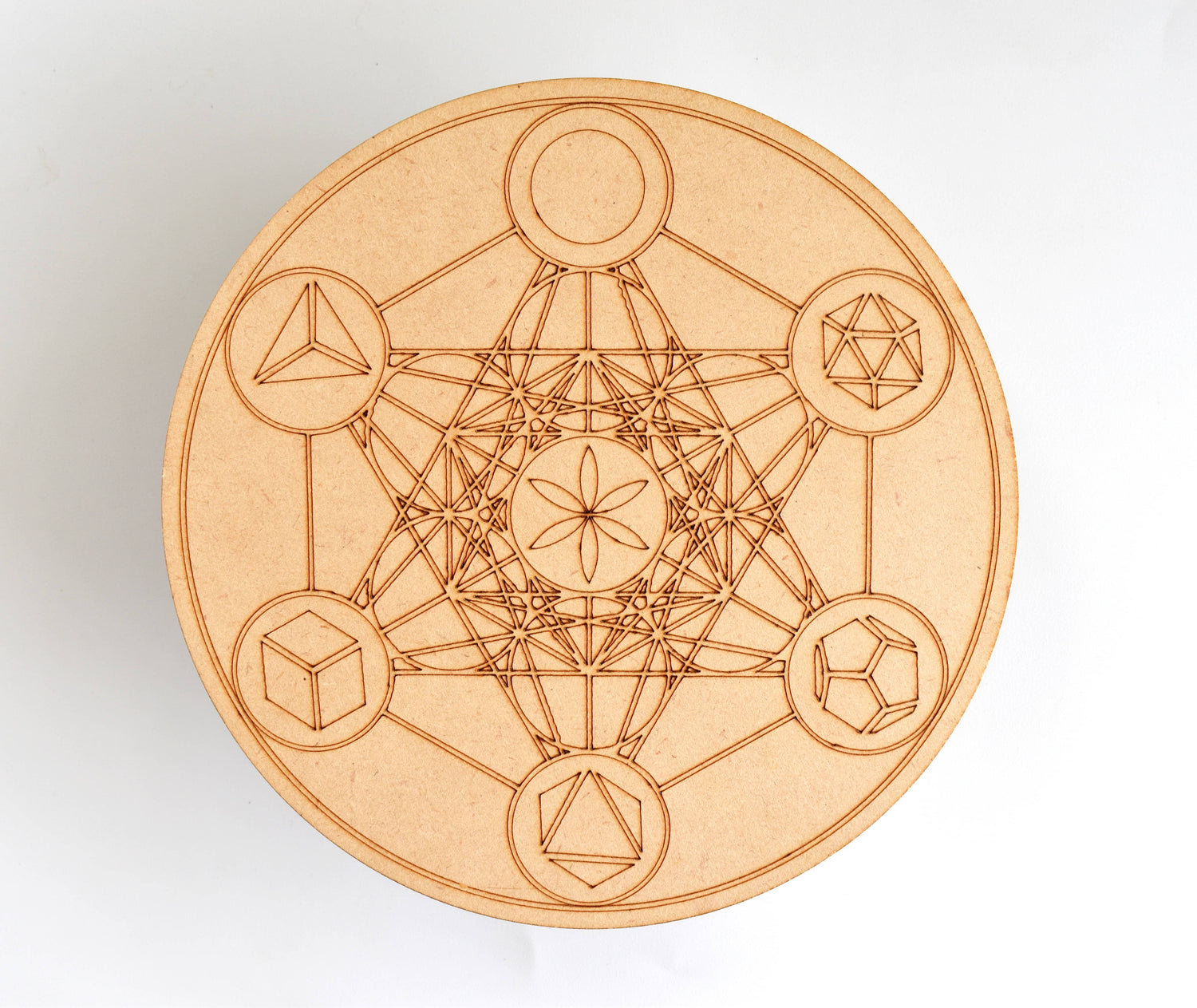 Tree of Life with Om Crystal Grid Board, 6" Wooden Crystal Grid Plate  DestGlow