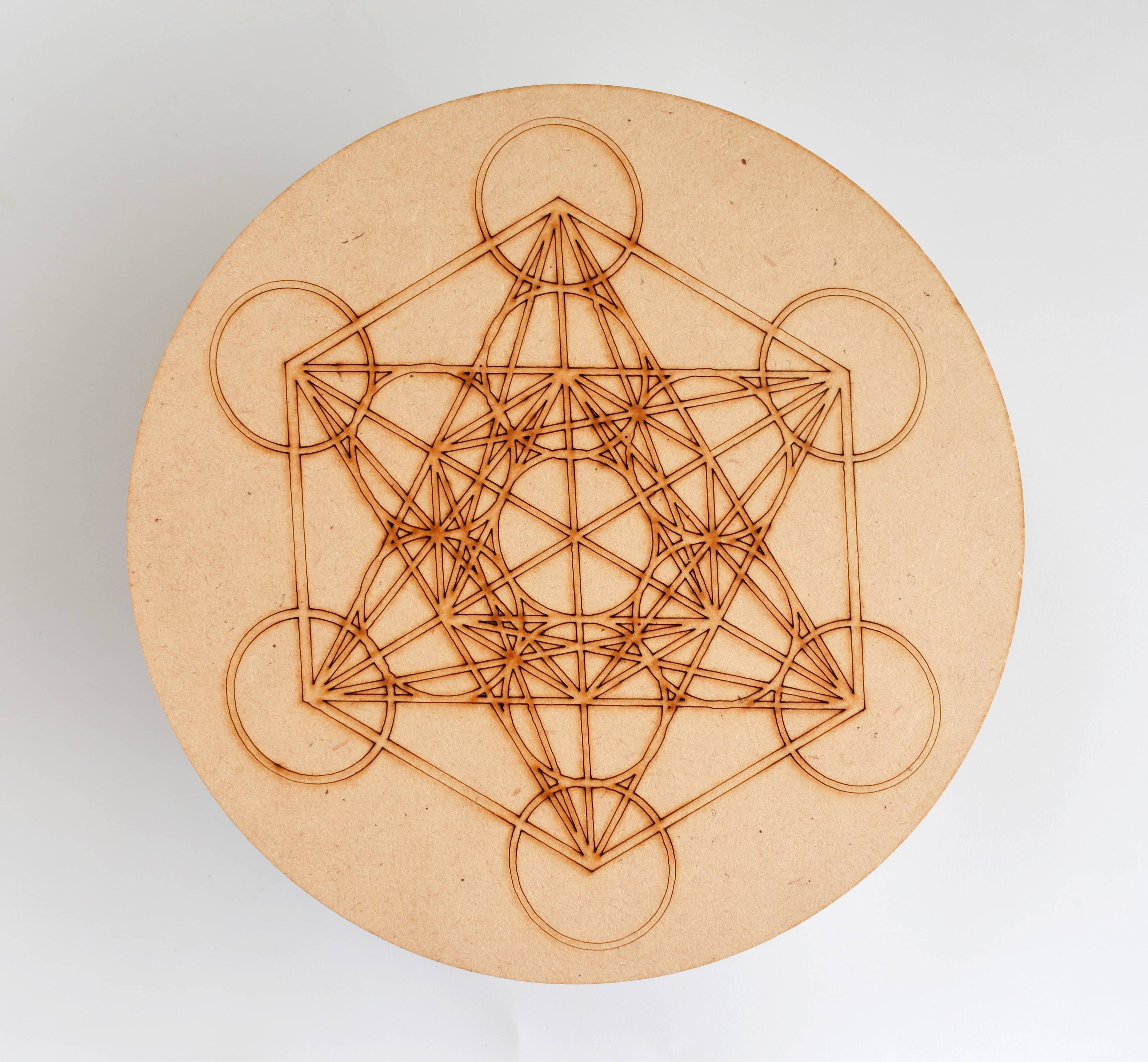 Tree of Life with Om Crystal Grid Board, 6" Wooden Crystal Grid Plate  DestGlow