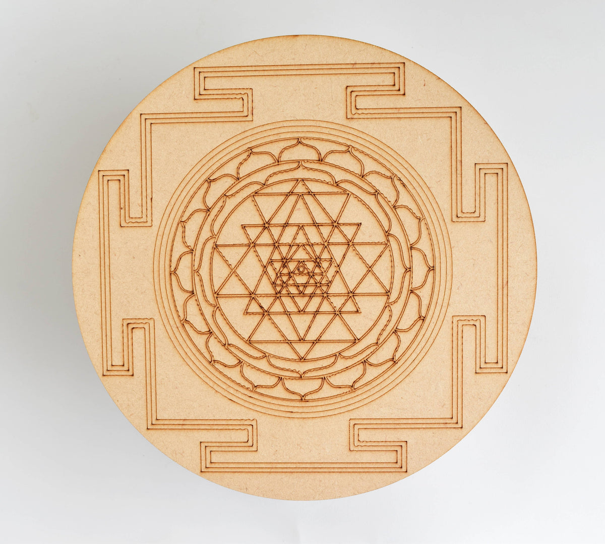 Tree of Life with Om Crystal Grid Board, 6" Wooden Crystal Grid Plate  DestGlow