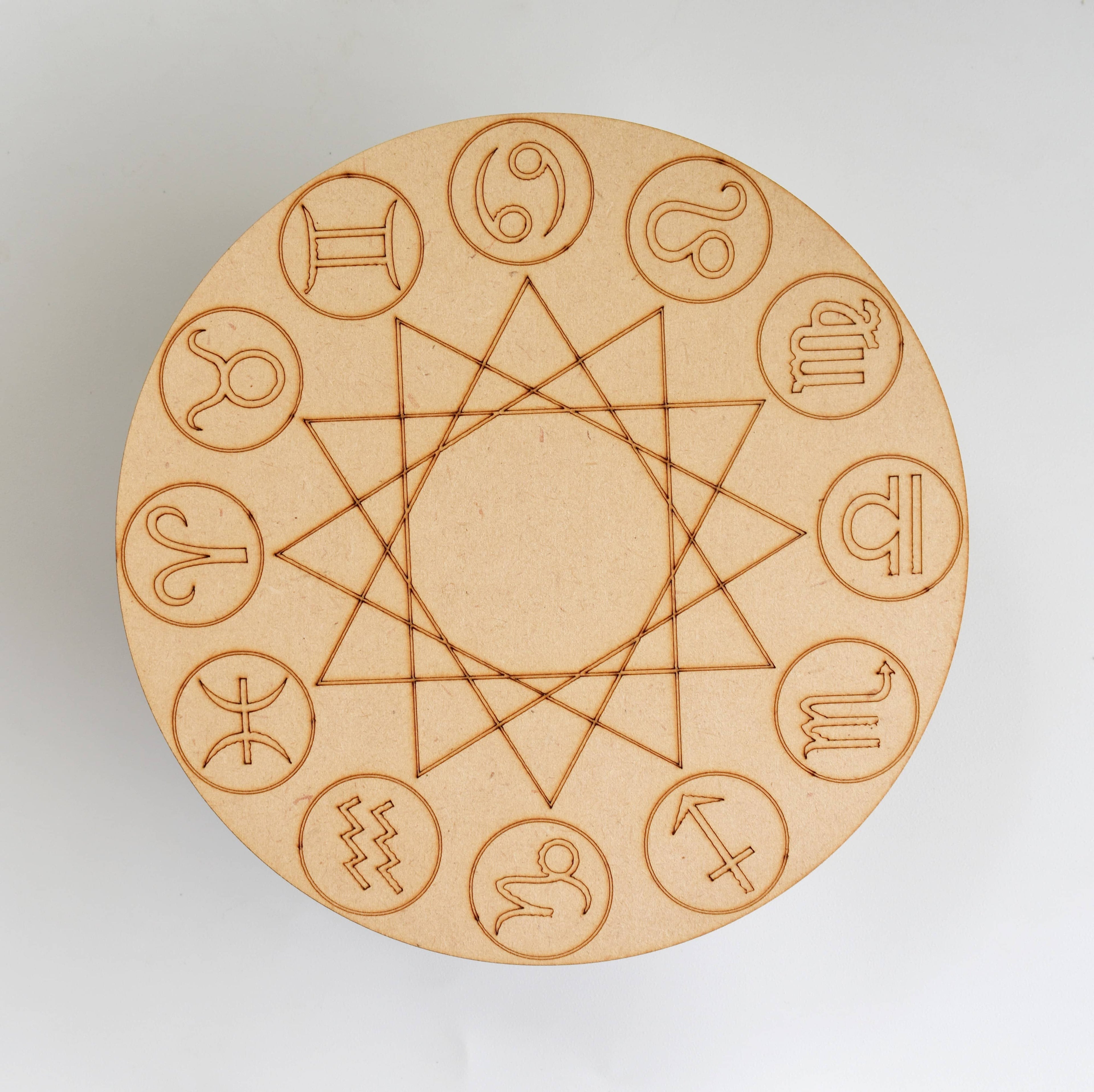 Tree of Life with Om Crystal Grid Board, 6" Wooden Crystal Grid Plate  DestGlow