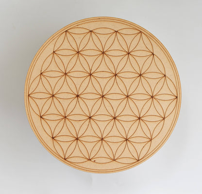 Tree of Life with Om Crystal Grid Board, 6" Wooden Crystal Grid Plate  DestGlow