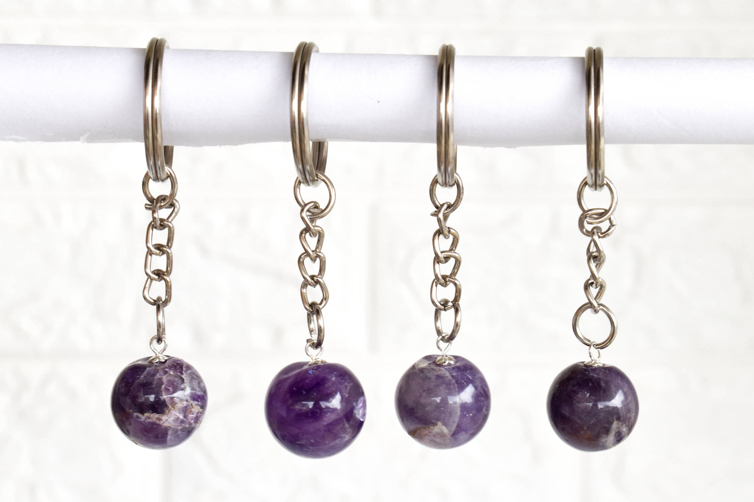 Amethyst Key Chain, Gemstone Keychain Crystal Key Ring (Intuition and Grief)  DestGlow
