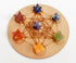 7 Chakra Merkaba Set,  Chakra Crystals Set with Wooden Grid Plate, Selenite Log  DestGlow