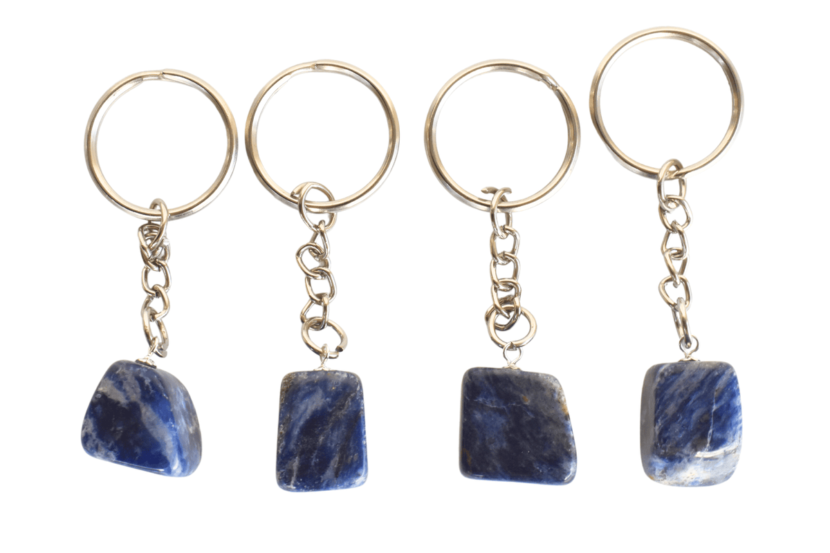 Sodalite Key Chain, Gemstone Keychain Crystal Key Ring (Meditation and Angelic Communication )  DestGlow