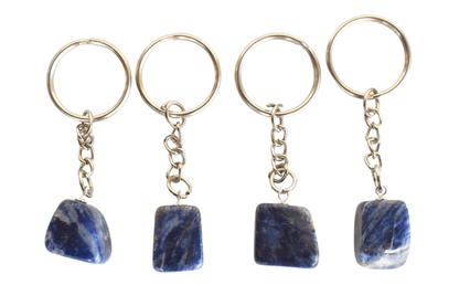 Sodalite Key Chain, Gemstone Keychain Crystal Key Ring (Meditation and Angelic Communication )  DestGlow