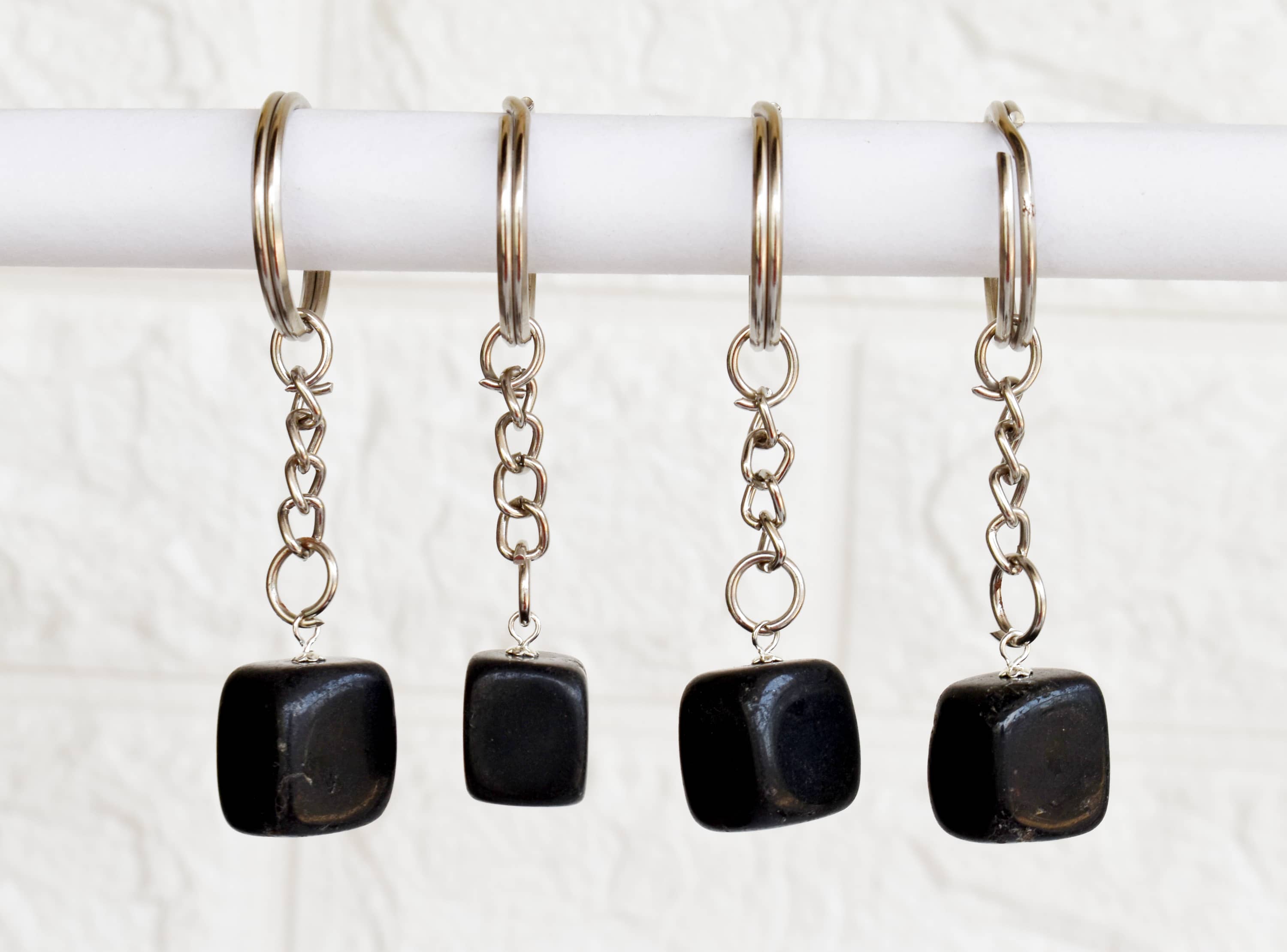 Black Tourmaline Key Chain, Gemstone Keychain Crystal Key Ring (Protection and Strength)  DestGlow
