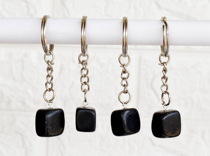 Black Tourmaline Key Chain, Gemstone Keychain Crystal Key Ring (Protection and Strength)  DestGlow