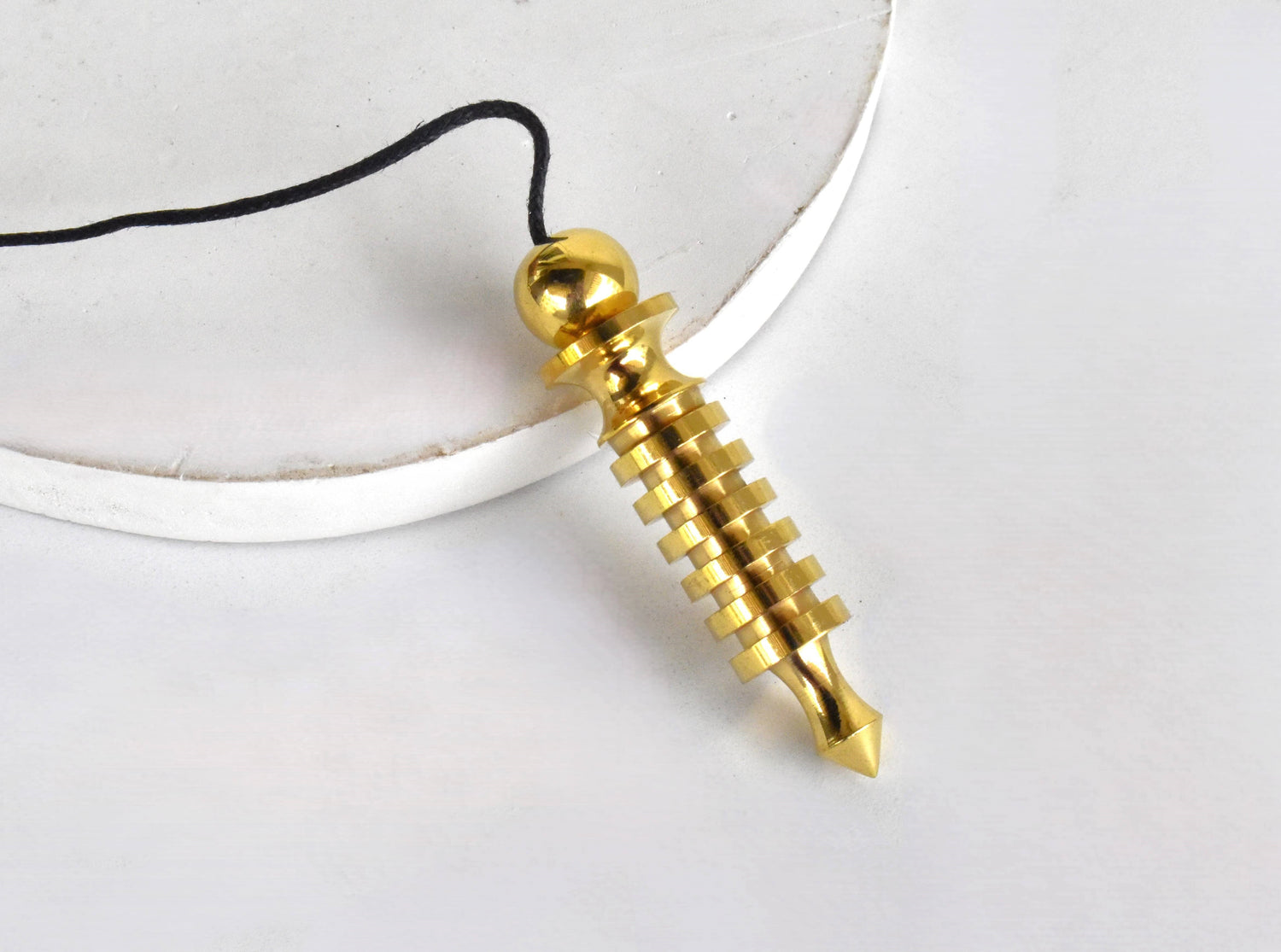 6 Ring Bullet Brass Pendulum Silver Metal Egyptian Pendulums.  DestGlow