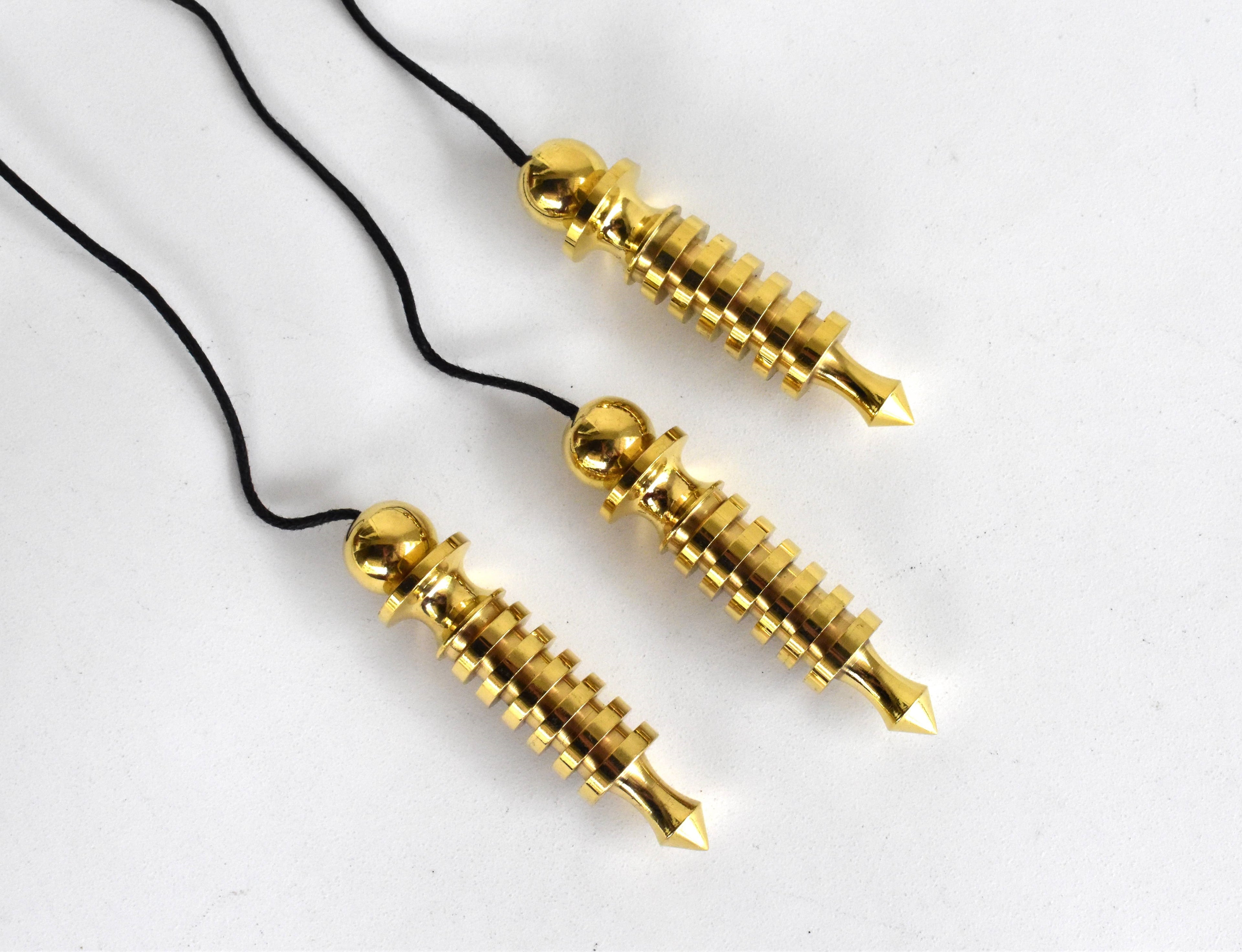 6 Ring Bullet Brass Pendulum Silver Metal Egyptian Pendulums.  DestGlow