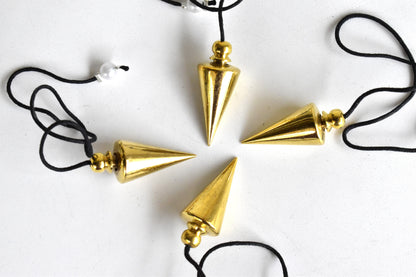 Cone with Round Brass Pendulum Silver Metal Pendulums.  DestGlow