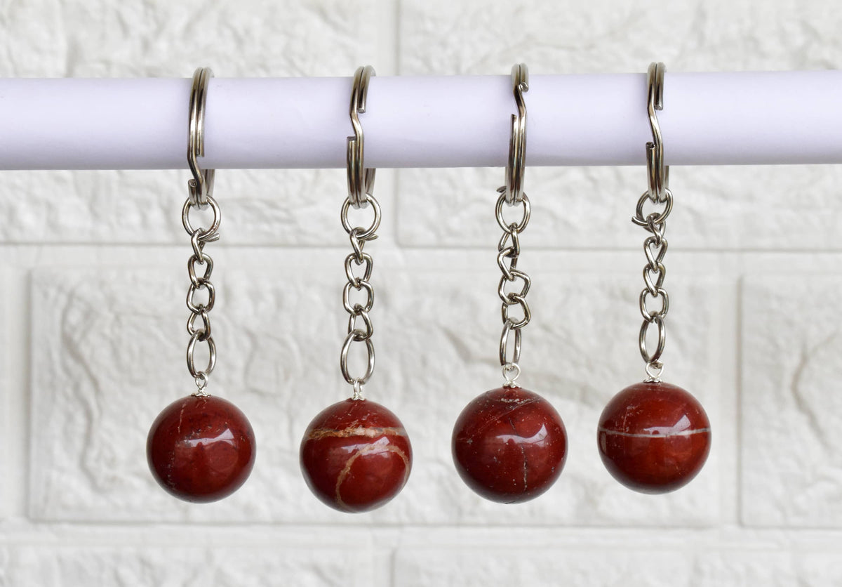Red Jasper Key Chain, Gemstone Keychain Crystal Key Ring (Generosity and Balance)  DestGlow