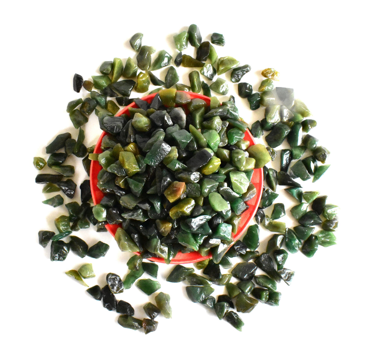 Raw Green Jade Crystal Chips.  DestGlow