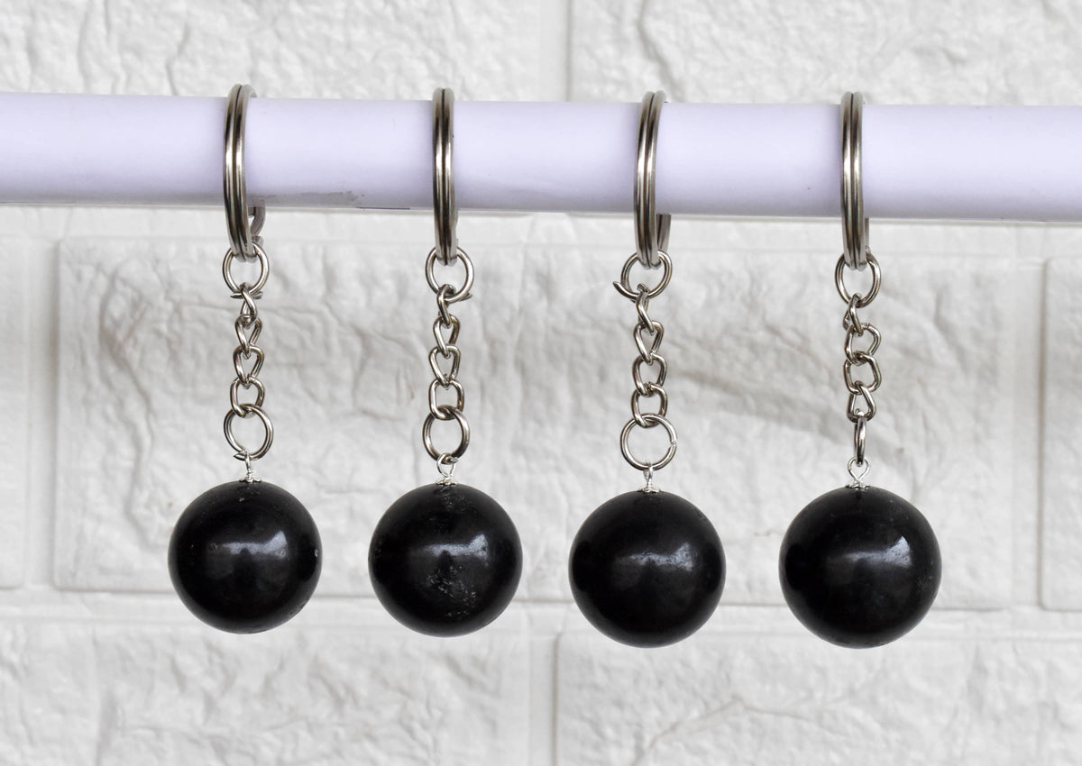 Black Tourmaline Key Chain, Gemstone Keychain Crystal Key Ring (Protection and Strength)  DestGlow