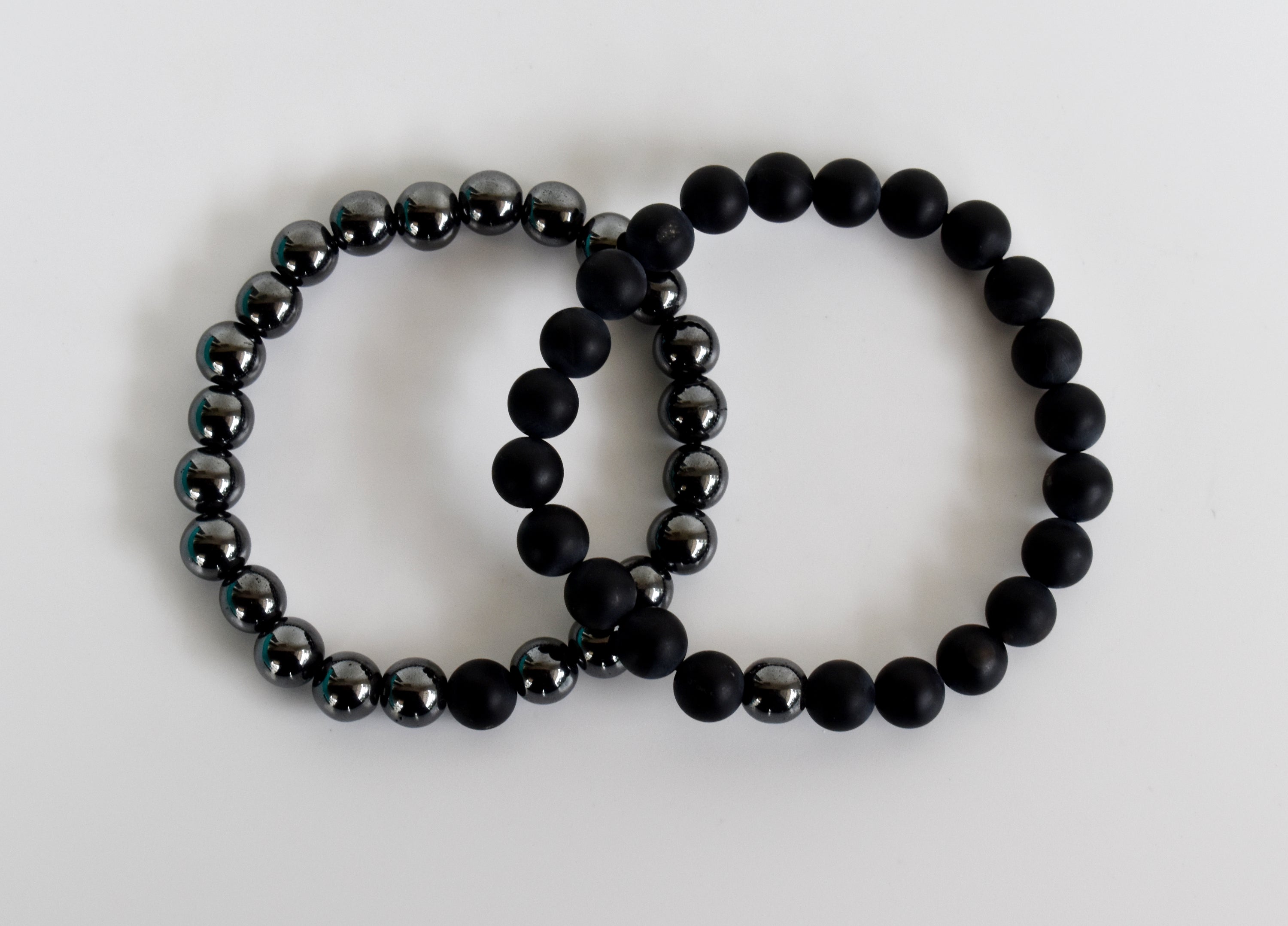 Hematite Black Onyx Matt Couple Bracelets, Anniversary Gift (Manifestation and Confidence)  DestGlow