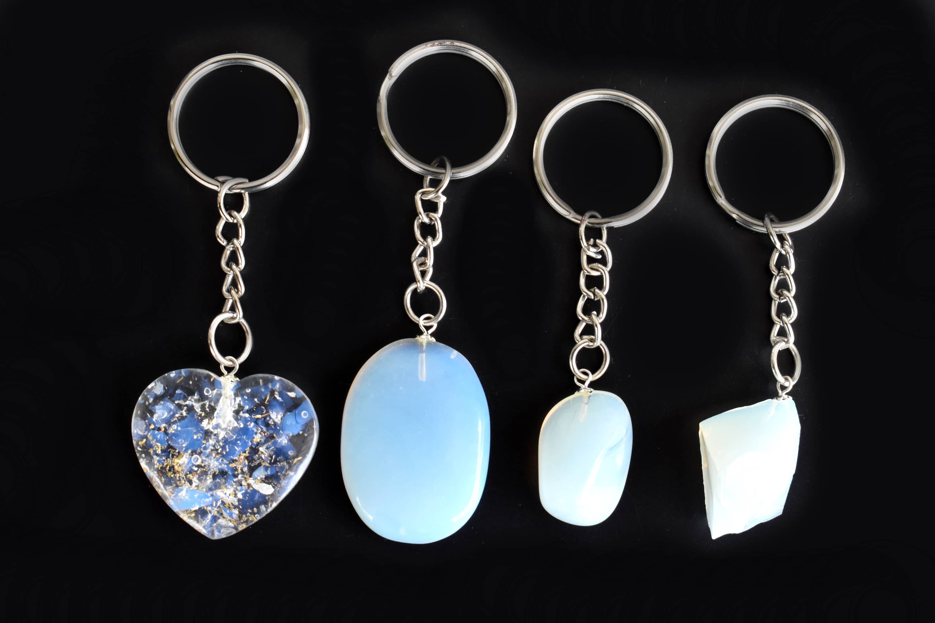 Opal Key Chain, Gemstone Keychain Crystal Key Ring (harmony and happiness)  DestGlow