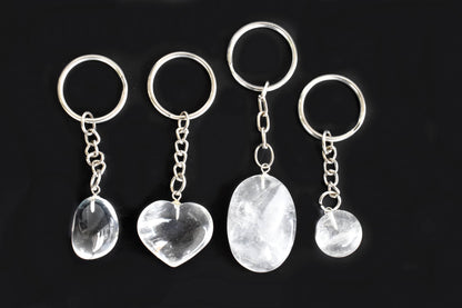 Crystal Quartz Key Chain, Gemstone Keychain Crystal Key Ring (Dreams and Enhancing)  DestGlow