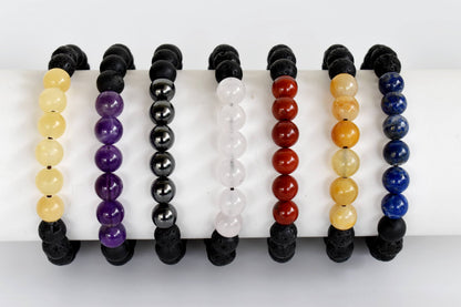 Lava Diffuser Bracelet, Lava with Rose Quartz Beads Diffuser Jewelry, Aromatherapy, Essential Oil Bracelet, Spiritual Gift, Yoga Gift for Her,  DestGlow