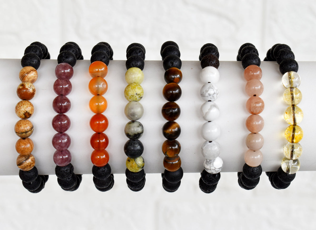 7 Chakra Diffuser Bracelet, Lava with 7 Chakra&