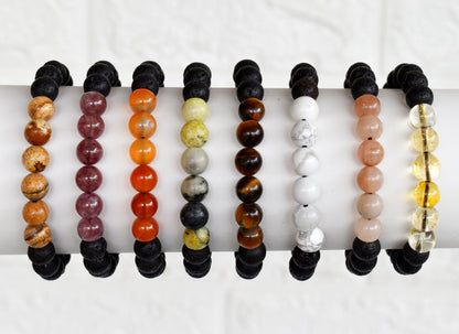 7 Chakra Diffuser Bracelet, Lava with 7 Chakra&