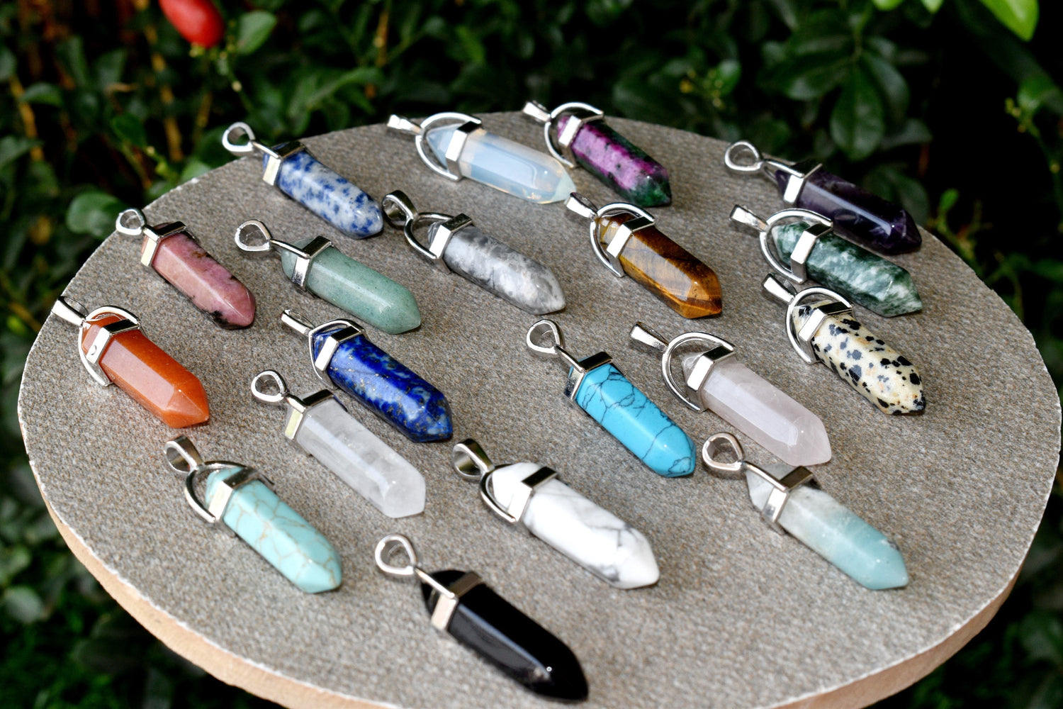 Polished Double Terminated Crystal Points Pencil Pendant Necklace  DestGlow