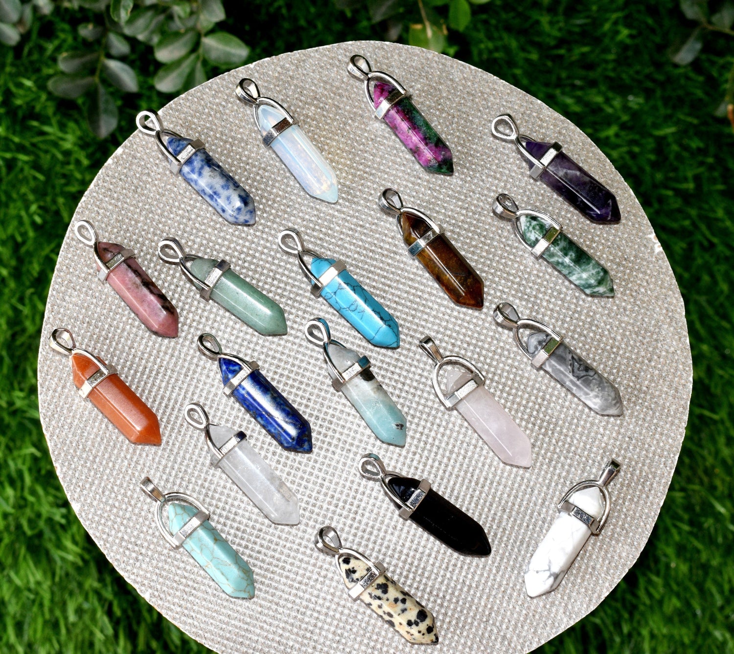 Polished Double Terminated Crystal Points Pencil Pendant Necklace  DestGlow