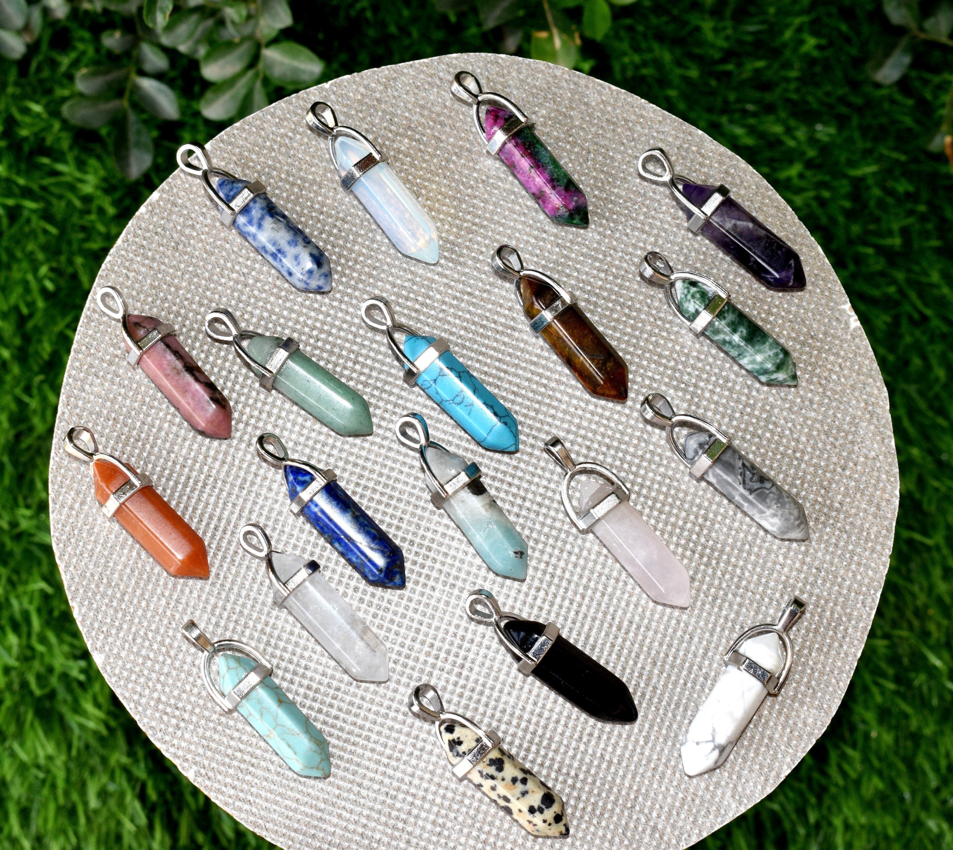 Polished Double Terminated Crystal Points Pencil Pendant Necklace  DestGlow