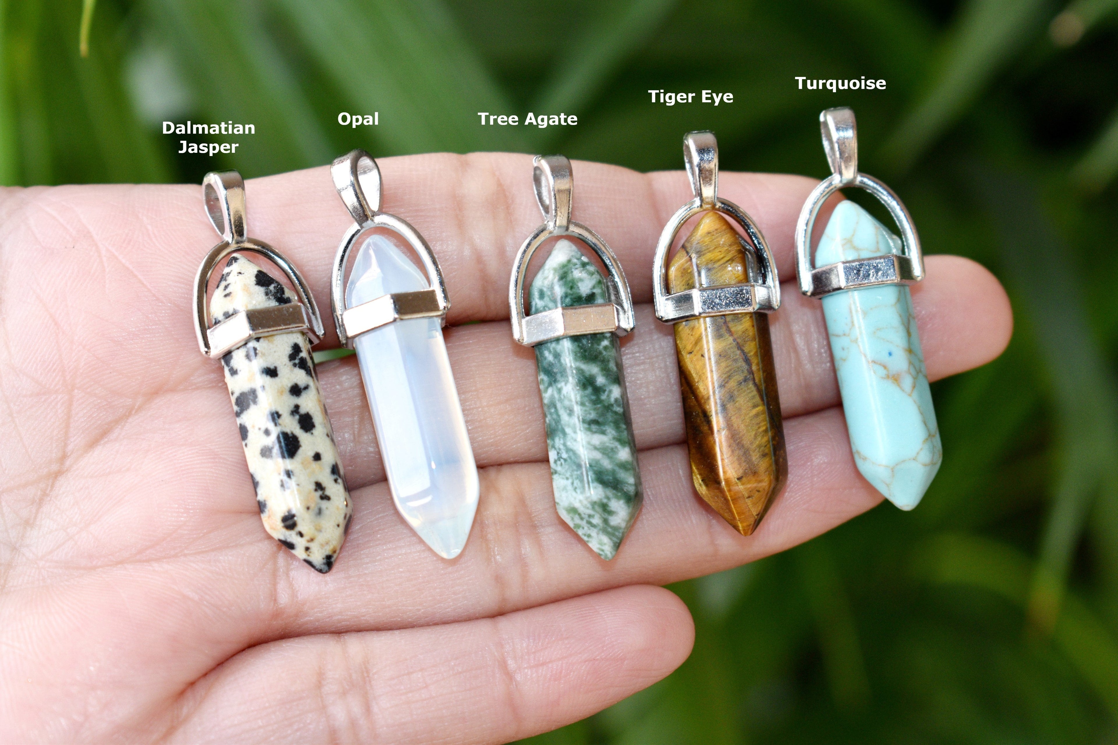 Polished Double Terminated Crystal Points Pencil Pendant Necklace  DestGlow
