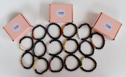 Lava Diffuser Bracelet, Lava with Amethyst Beads Diffuser Jewelry, Aromatherapy, Essential Oil Bracelet, Spiritual Gift, Yoga Gift for Her  DestGlow