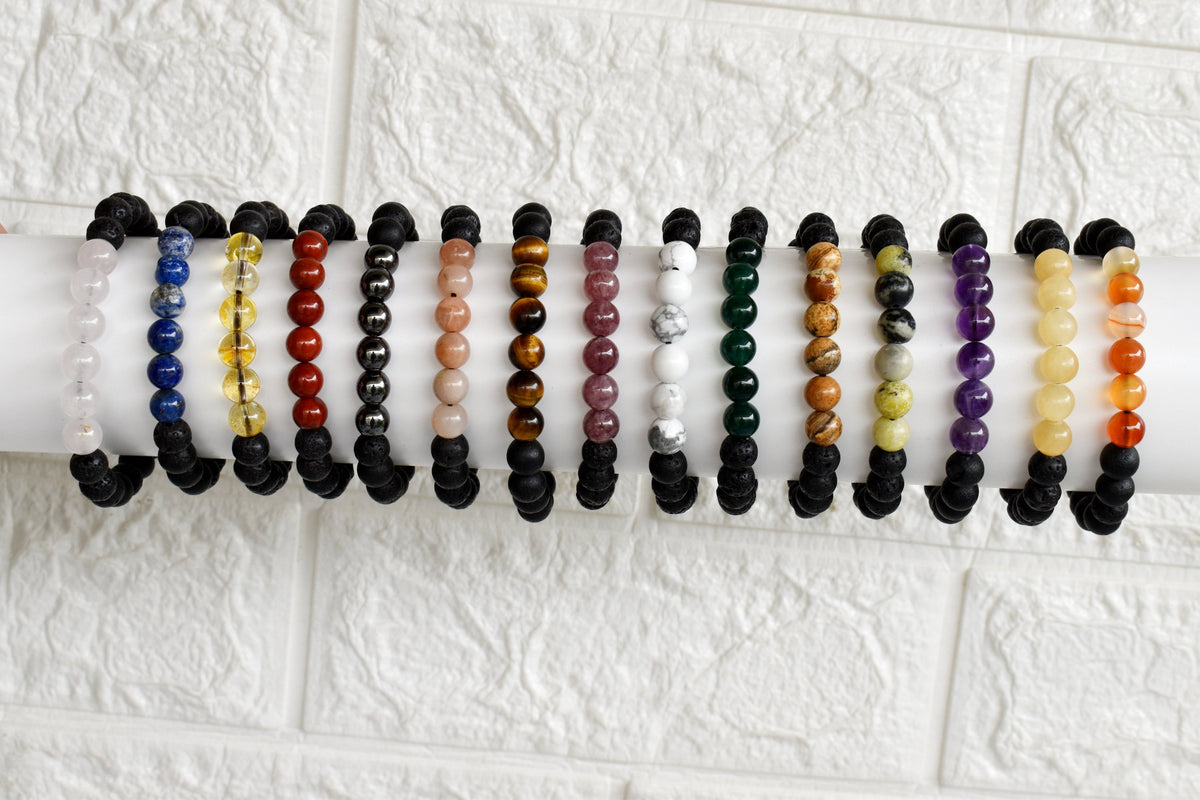 Lava Diffuser Bracelet, Lava with Citrine Beads Diffuser Jewelry, Aromatherapy, Essential Oil Bracelet, Spiritual Gift, Yoga Gift for Her  DestGlow