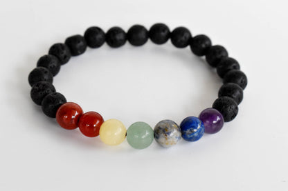 7 Chakra Diffuser Bracelet, Lava with 7 Chakra&