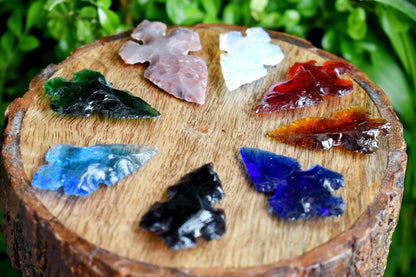 Assorted 8 Pcs Cross Arrowhead Points Set, 2 inch Mix Cross Arrowhead  DestGlow