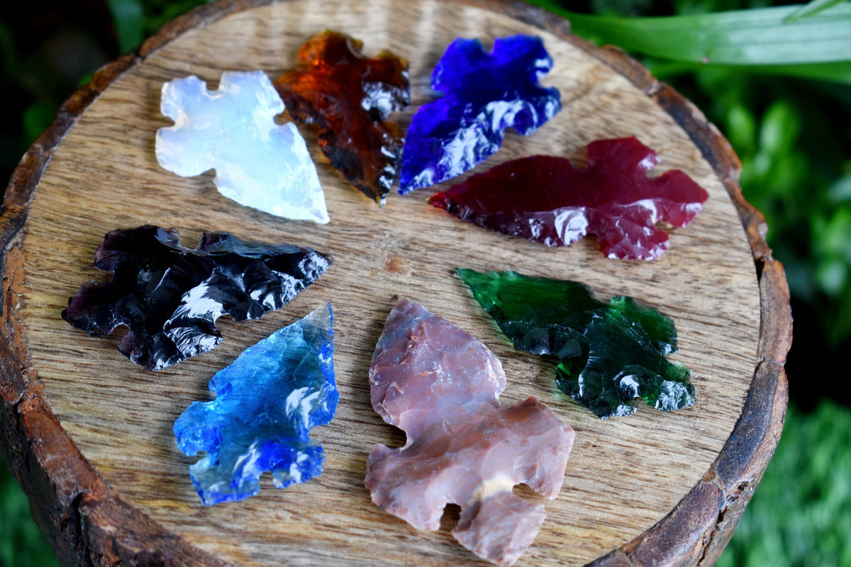 Assorted 8 Pcs Cross Arrowhead Points Set, 2 inch Mix Cross Arrowhead  DestGlow
