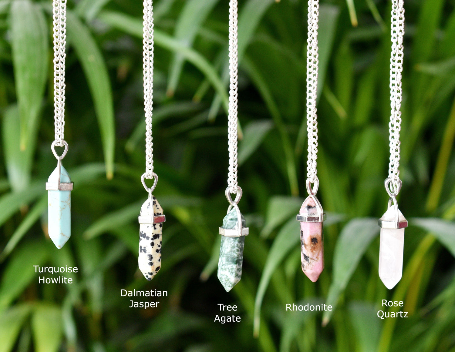 Polished Double Terminated Crystal Points Pencil Pendant Necklace  DestGlow