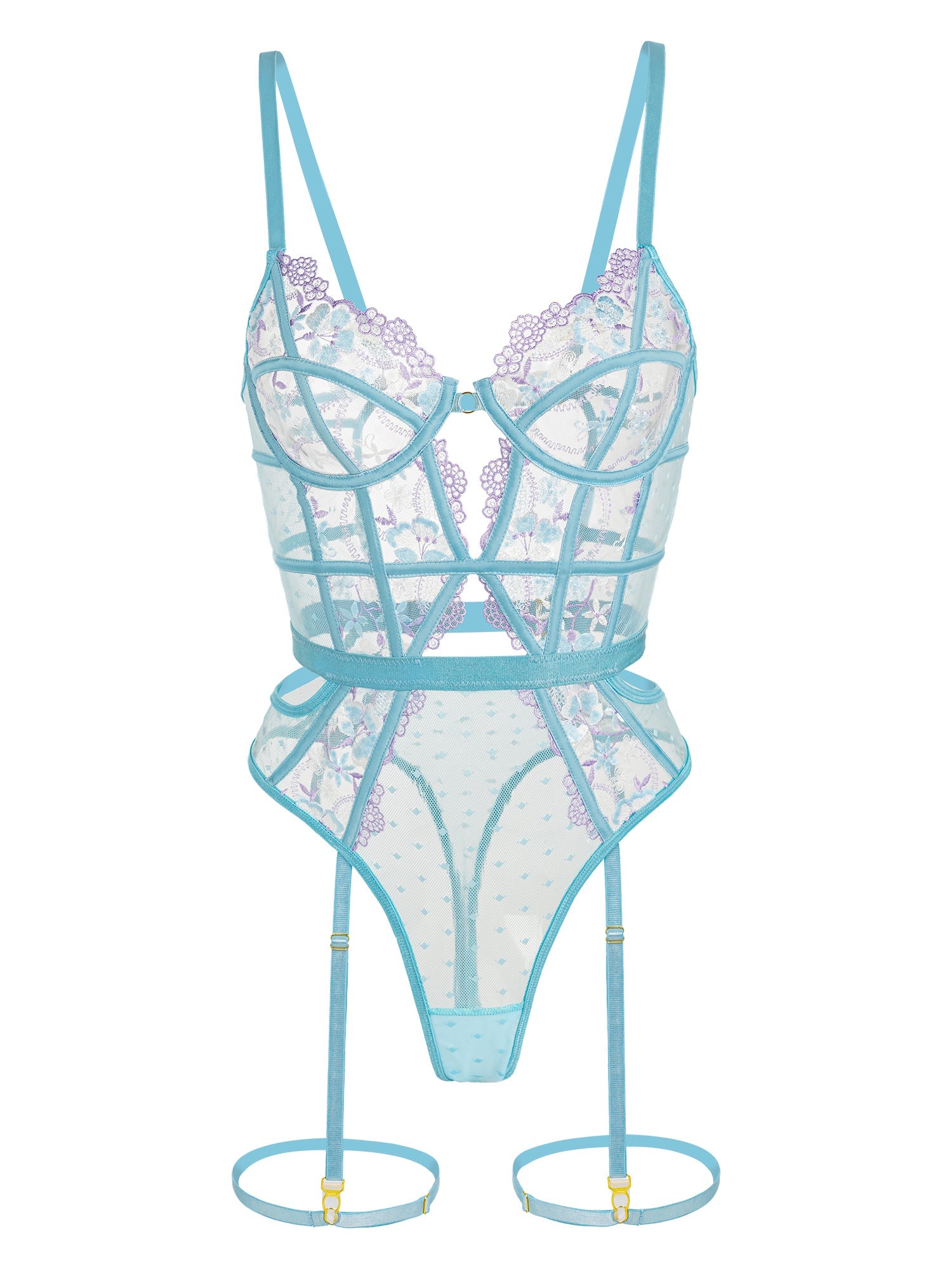 Indigo Dreams Floral French-inspired Sensual Bodysuit - DestGlow