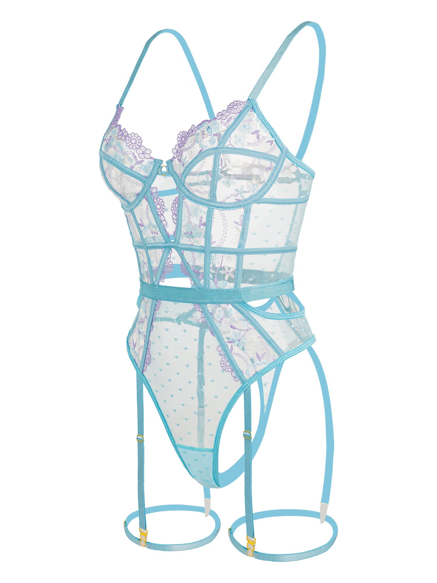 Indigo Dreams Floral French-inspired Sensual Bodysuit - DestGlow